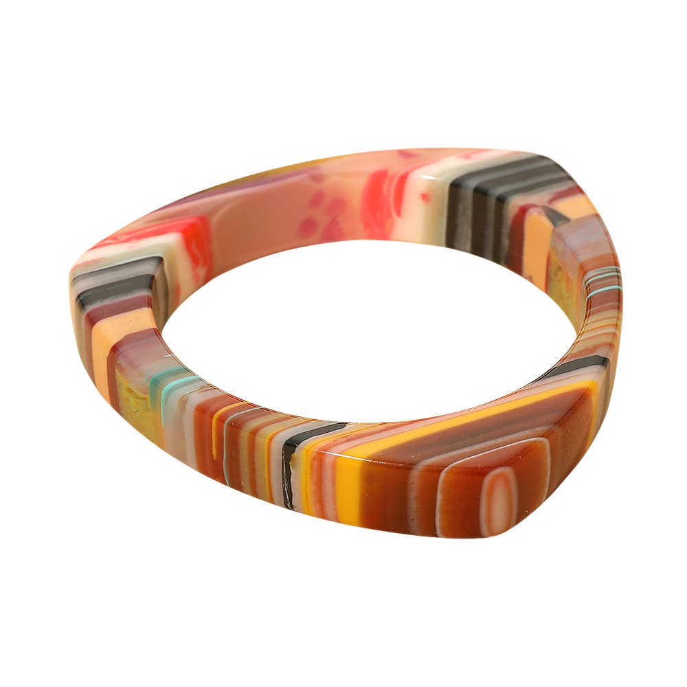 Sensibling Corp. - Geometric Striped Resin Triangle Bangle Bracelet