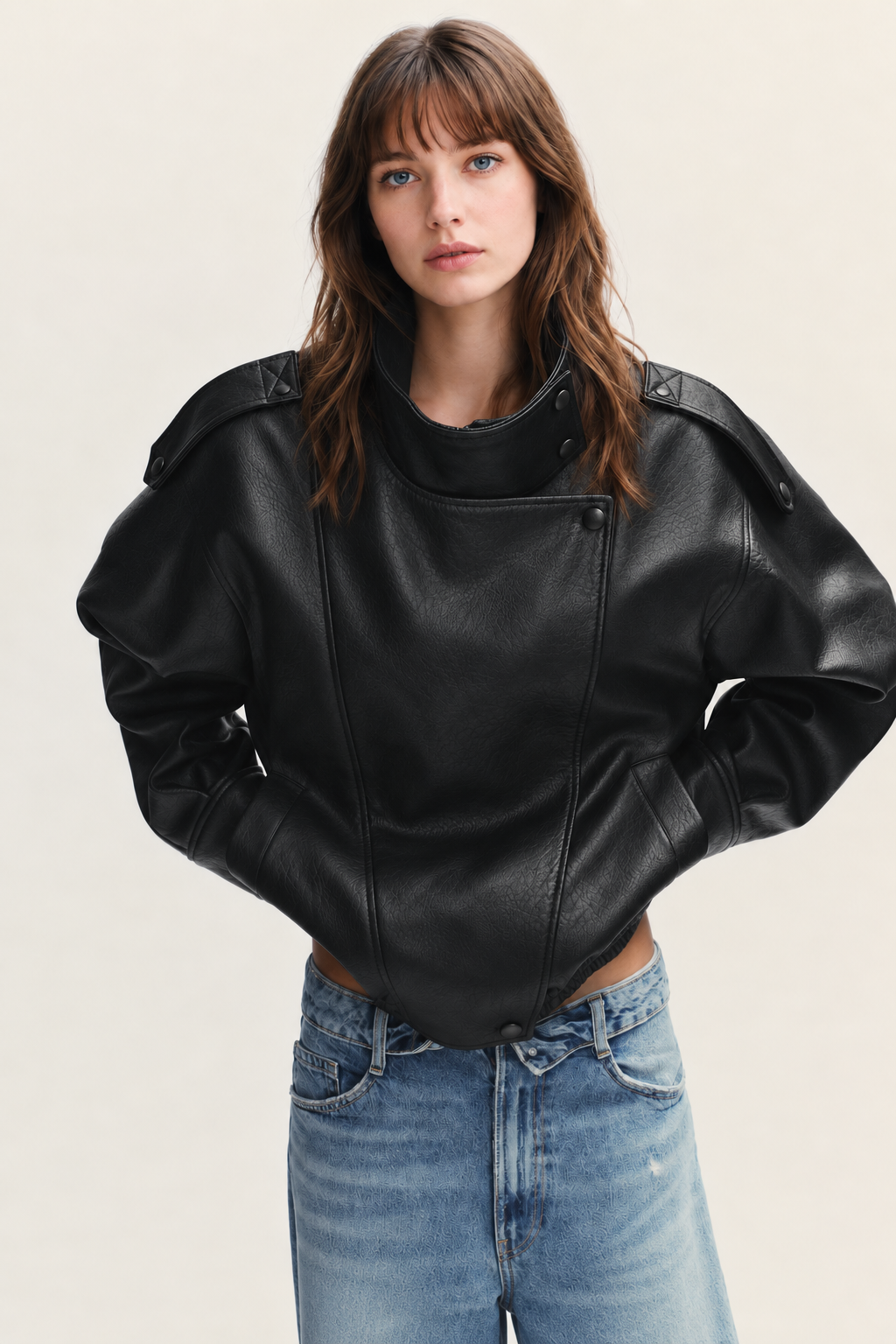 J LINE | LUZINA - OVERSIZED LEATHER BIKER JACKET