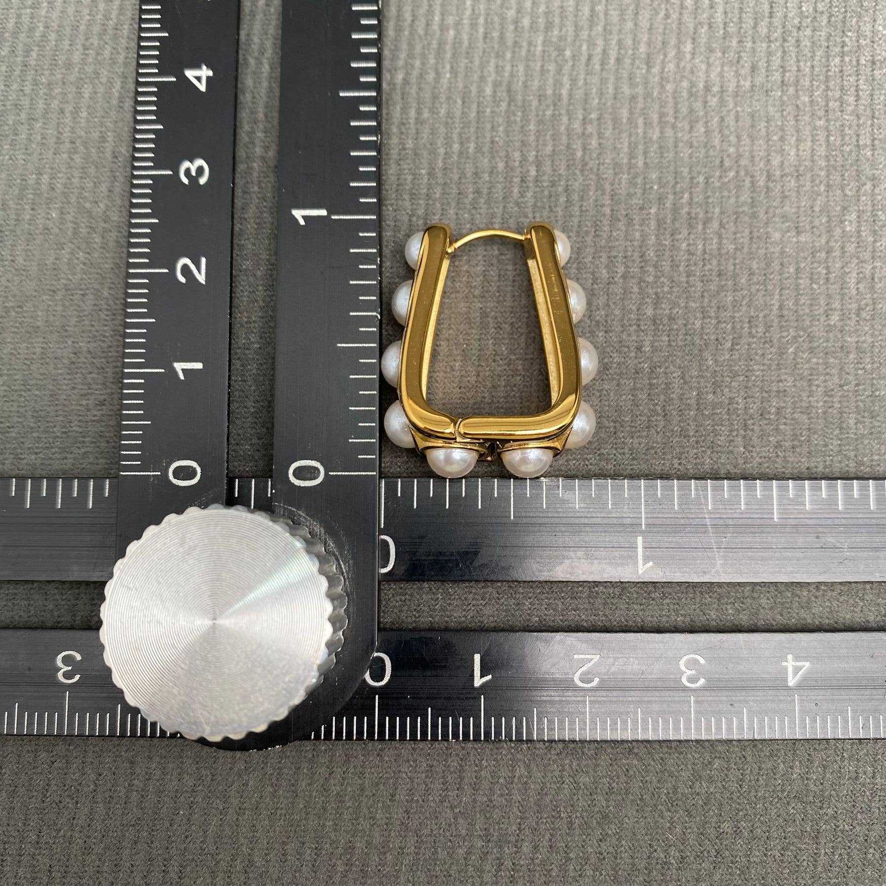 Mio Queena - Pearl Inlaid 18K Gold Plated S.Steel Huggie Earrings - FGS