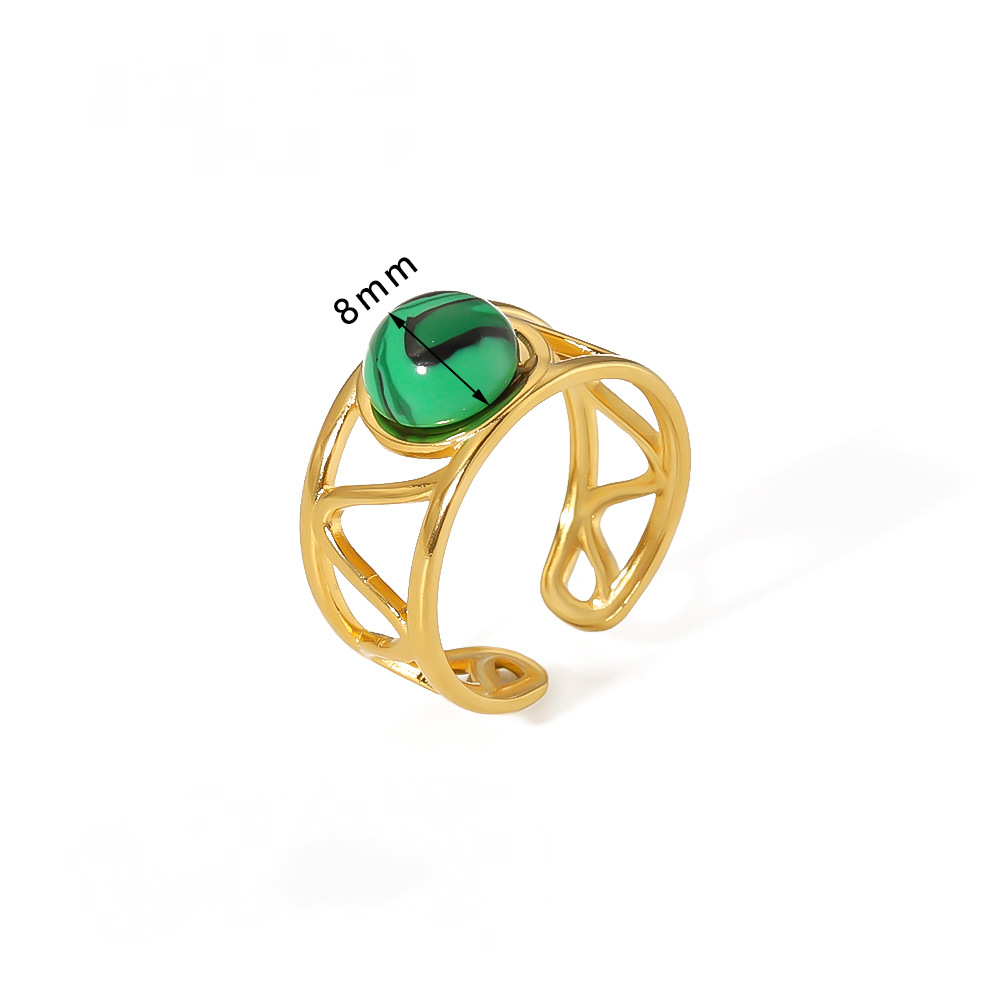 Mio Queena - 18K Gold-plated Stainless Steel Inlaid Stone Rings - FGS/CS