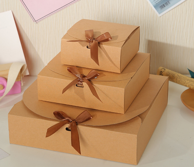 byhome - 25ct. 4.5"x4.5"& 6.5“x6.5”& 9.5“x9.5”  Kraft Ribbon Gift Box