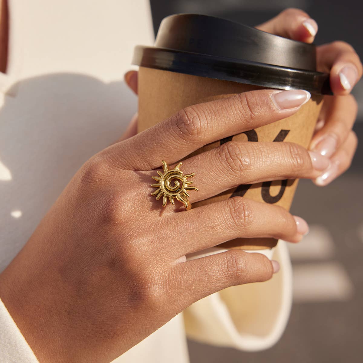 Lyonlee - Spiral Sun Statement Ring