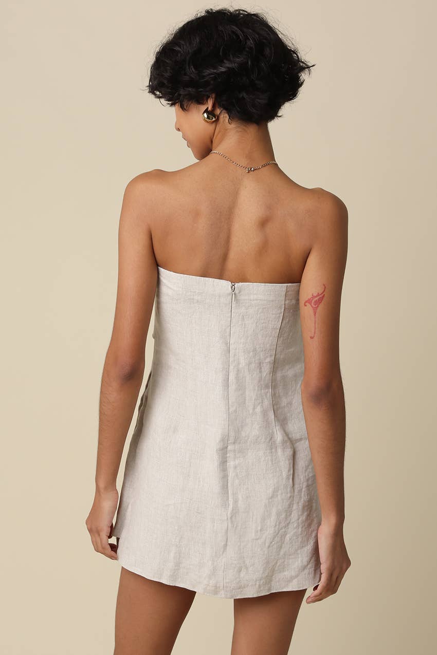 Olivaceous - Becca Linen Strapless Romper
