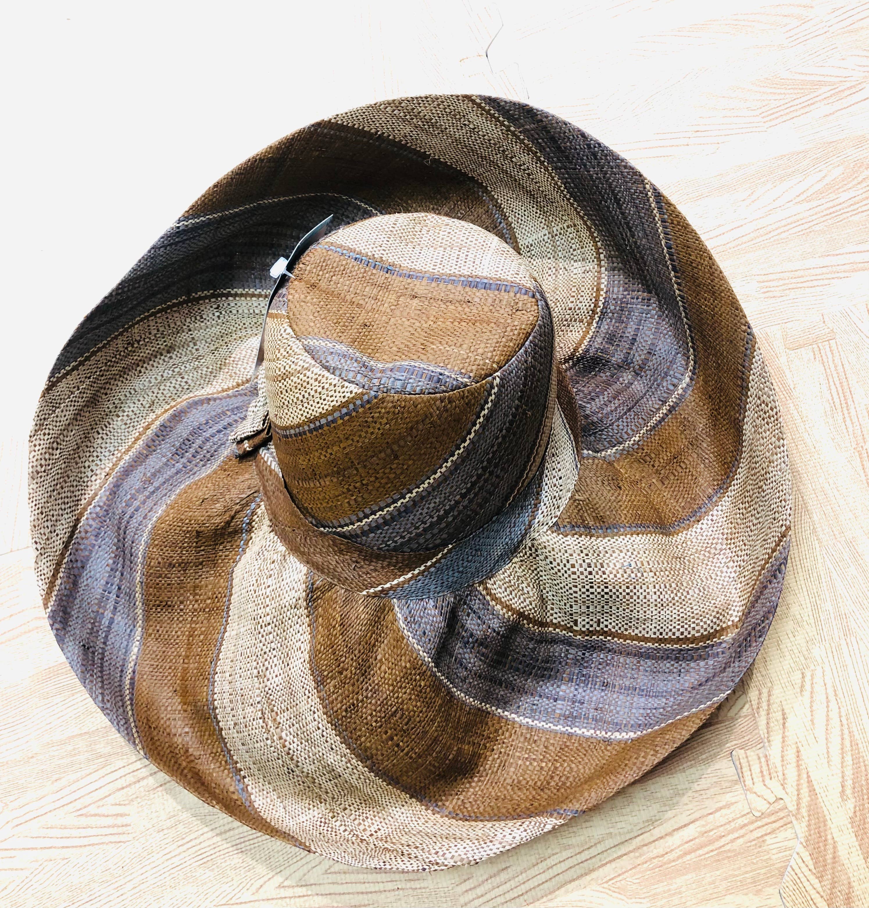 Shebobo - Sun Hats: Colored Stripes Packable 5"  Brim Raffia Straw