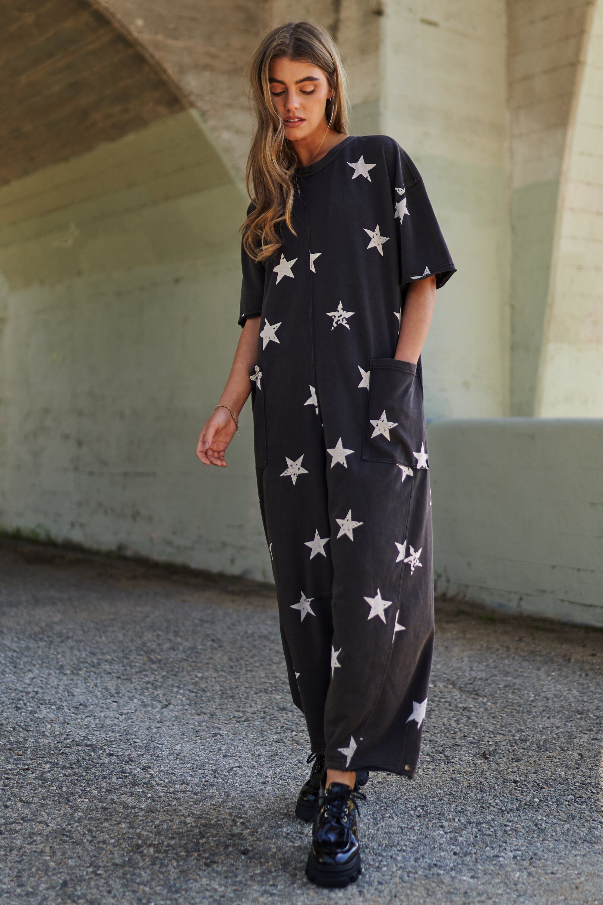 Star print washed Jumpsuit