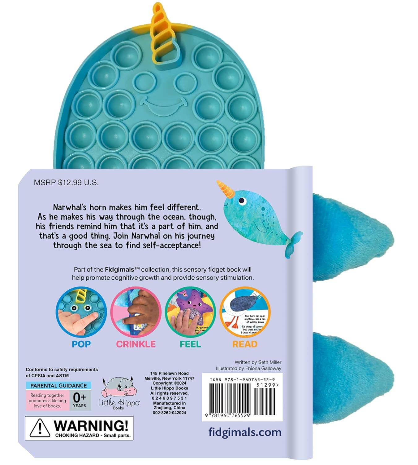 Little Hippo Books - Little Narwhal - Your Sensory Fidget Friend