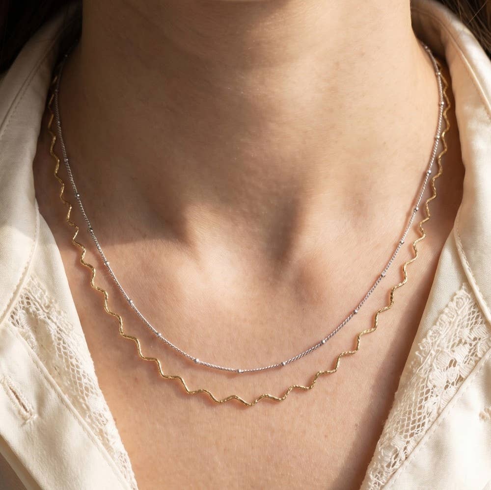 Fame Accessories - Zigzag And Satellite Layered Necklace