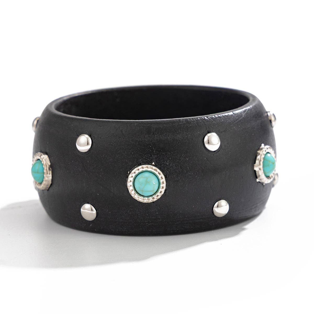 Dipped Shop - Punk Style Studded Wooden Wide Bracelet MK2ZCEP6W6JBR74