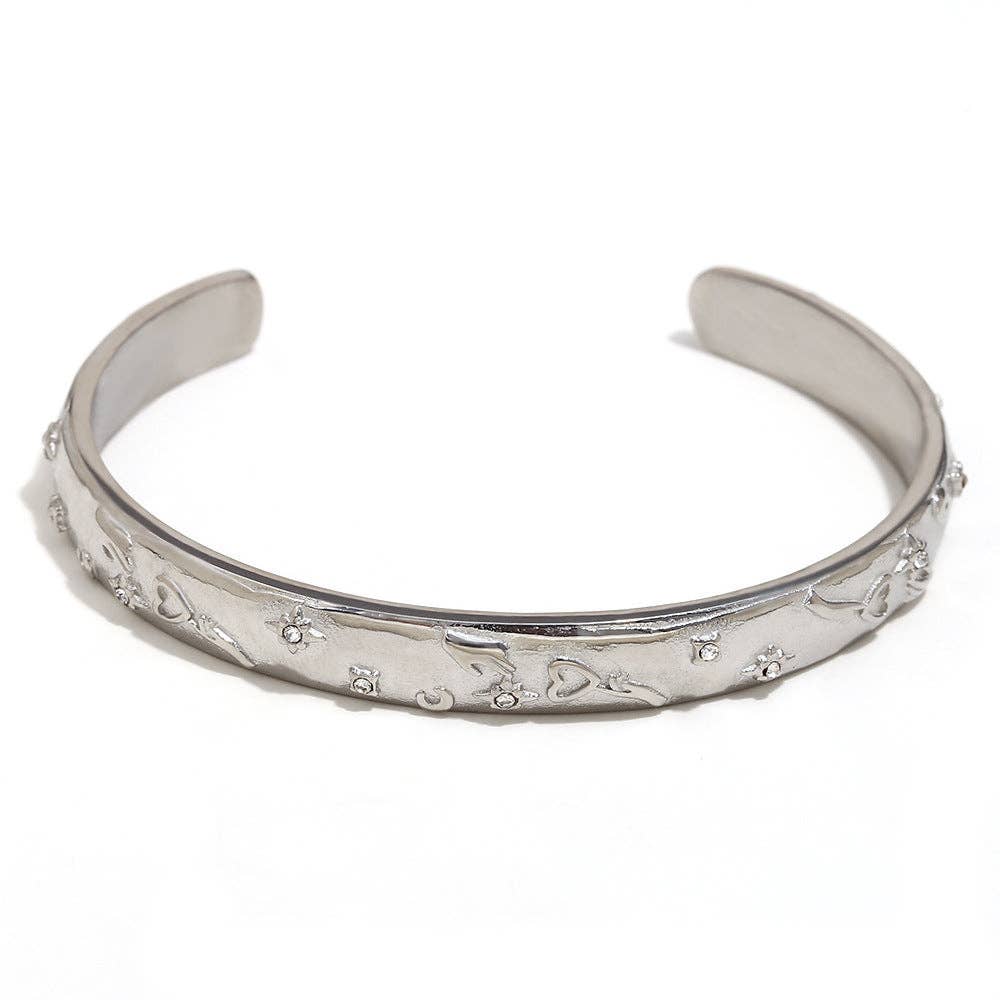 Surprise Tarot Style 18K Gold Plated S.Steel Cuff Bangle