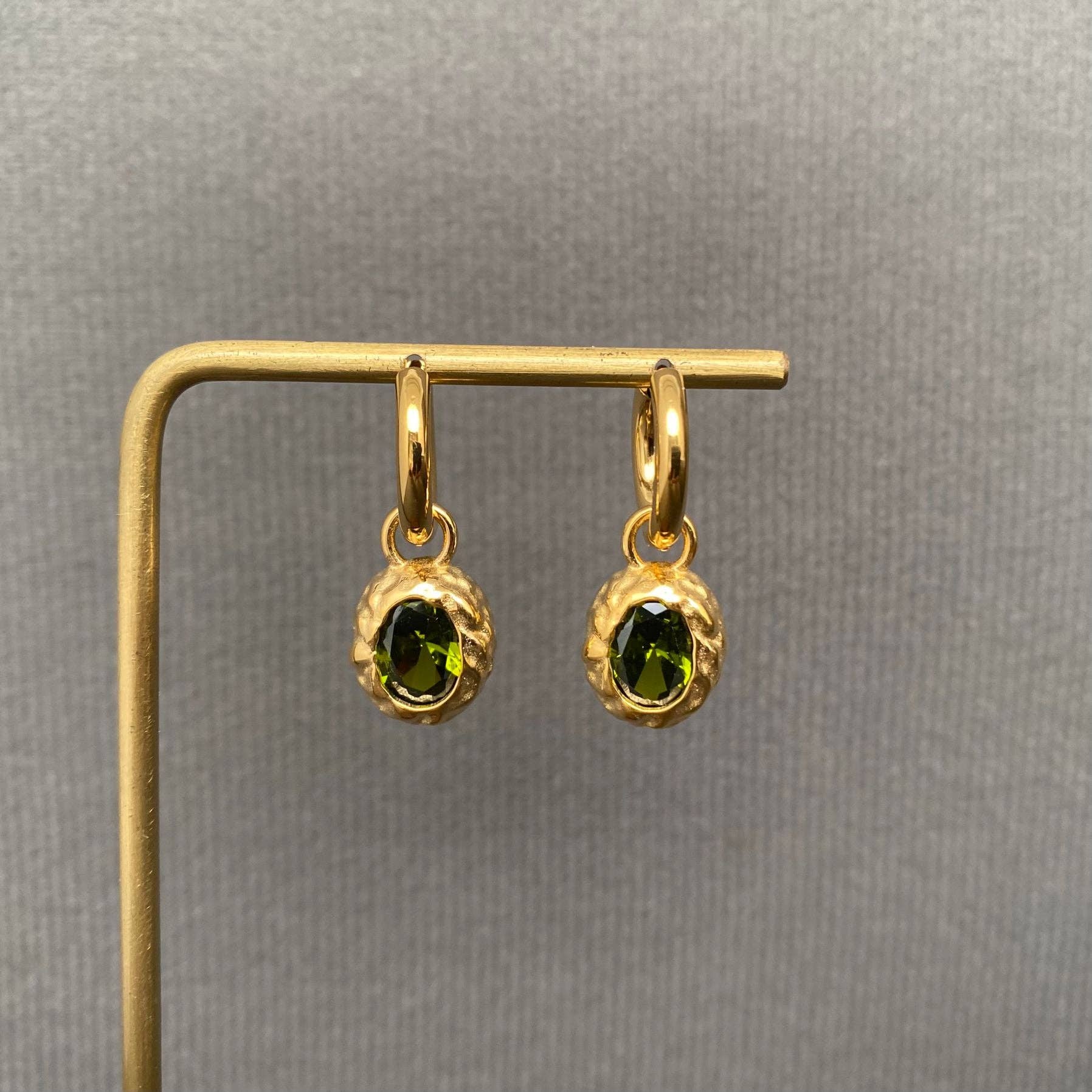 Mio Queena - Zircon Inlaid 18K Gold Plated S.Steel Huggie Earrings - FGS