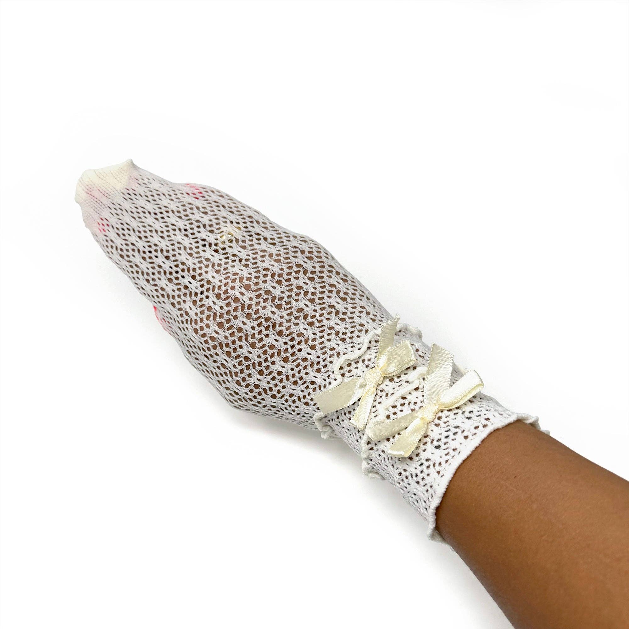 Romantic Stretch Trixie Lace Socks with Bows & Ruffles