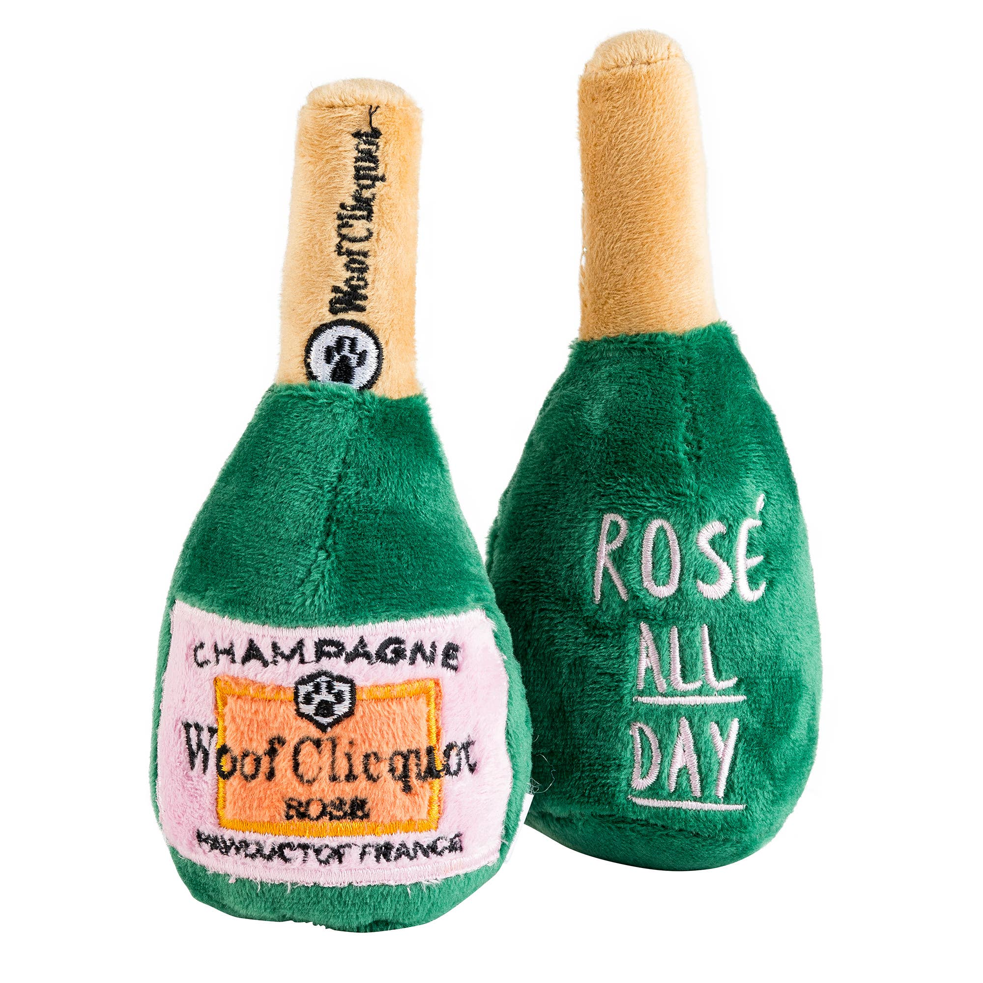 Haute Diggity Dog - Woof Clicquot Rose' Champagne Bottle Squeaker Dog Toy