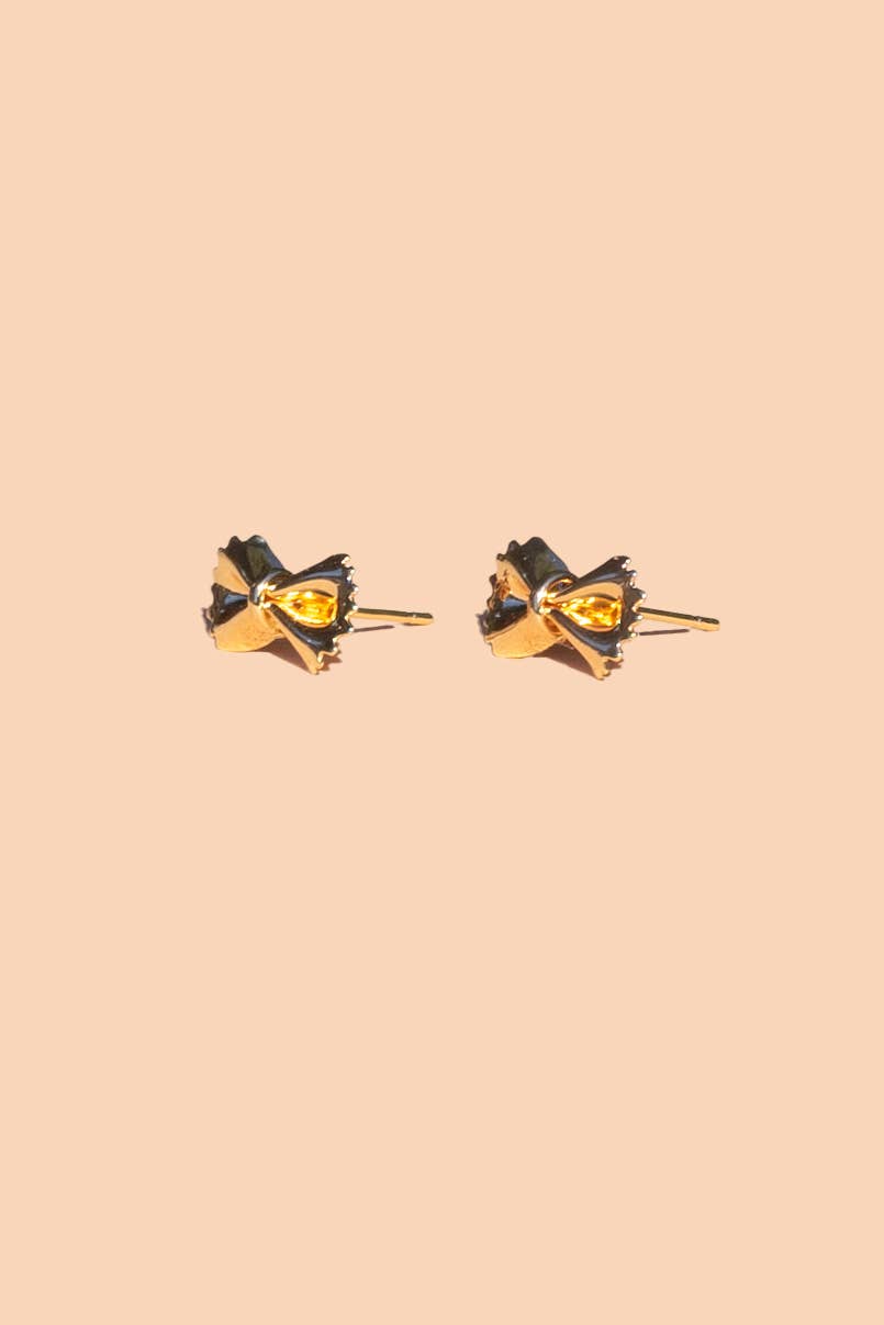 Peter and June - Bow Tie Pasta Studs - 18K Gold Plated