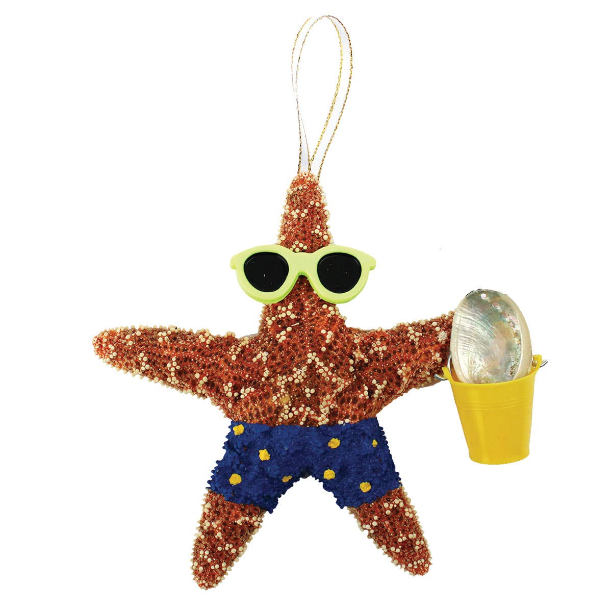 California Seashell Company - Beach Boy Bucket Sugar Starfish Ornament