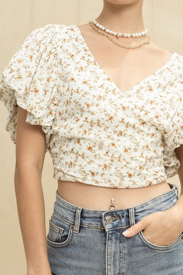 Floral Print Puff Sleeve Top