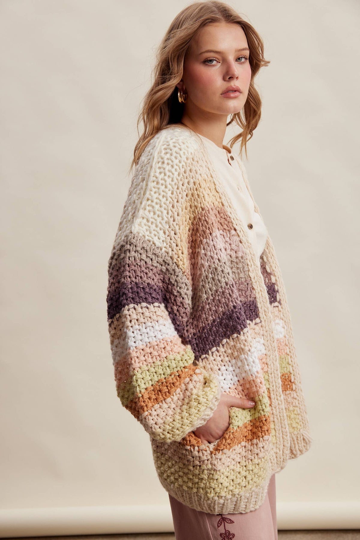 Listicle - Rainbow Hand-Crochet Open Cardigan LSW0620