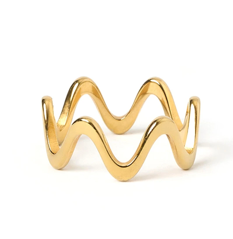 HoopLa - Zig Zag - Wave Stacking Steel 114K Band Ring