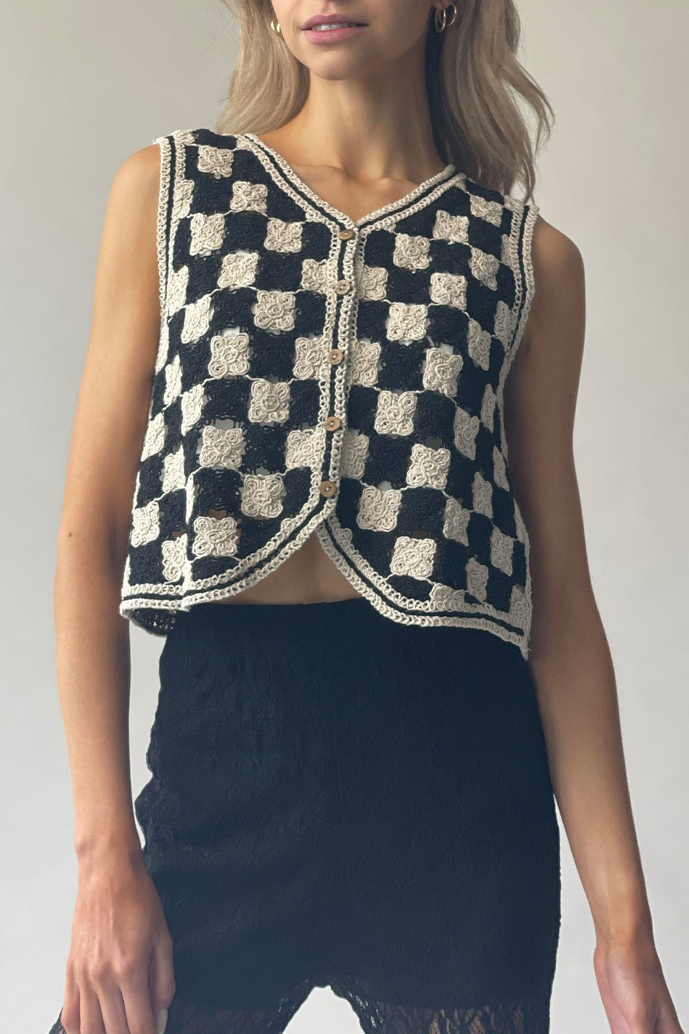 Checkerboard Crochet Vest