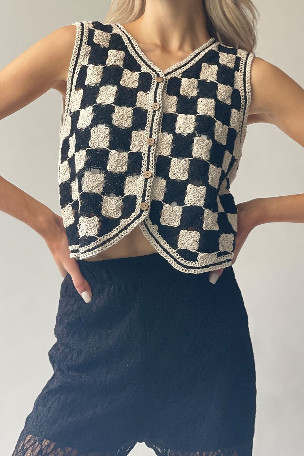 Checkerboard Crochet Vest