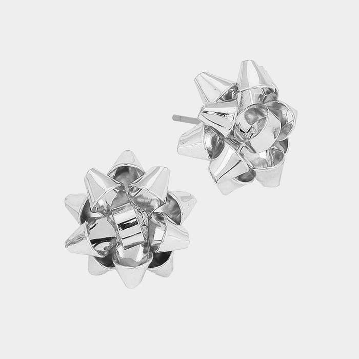 Big Christmas Gift Bow Stud Earrings