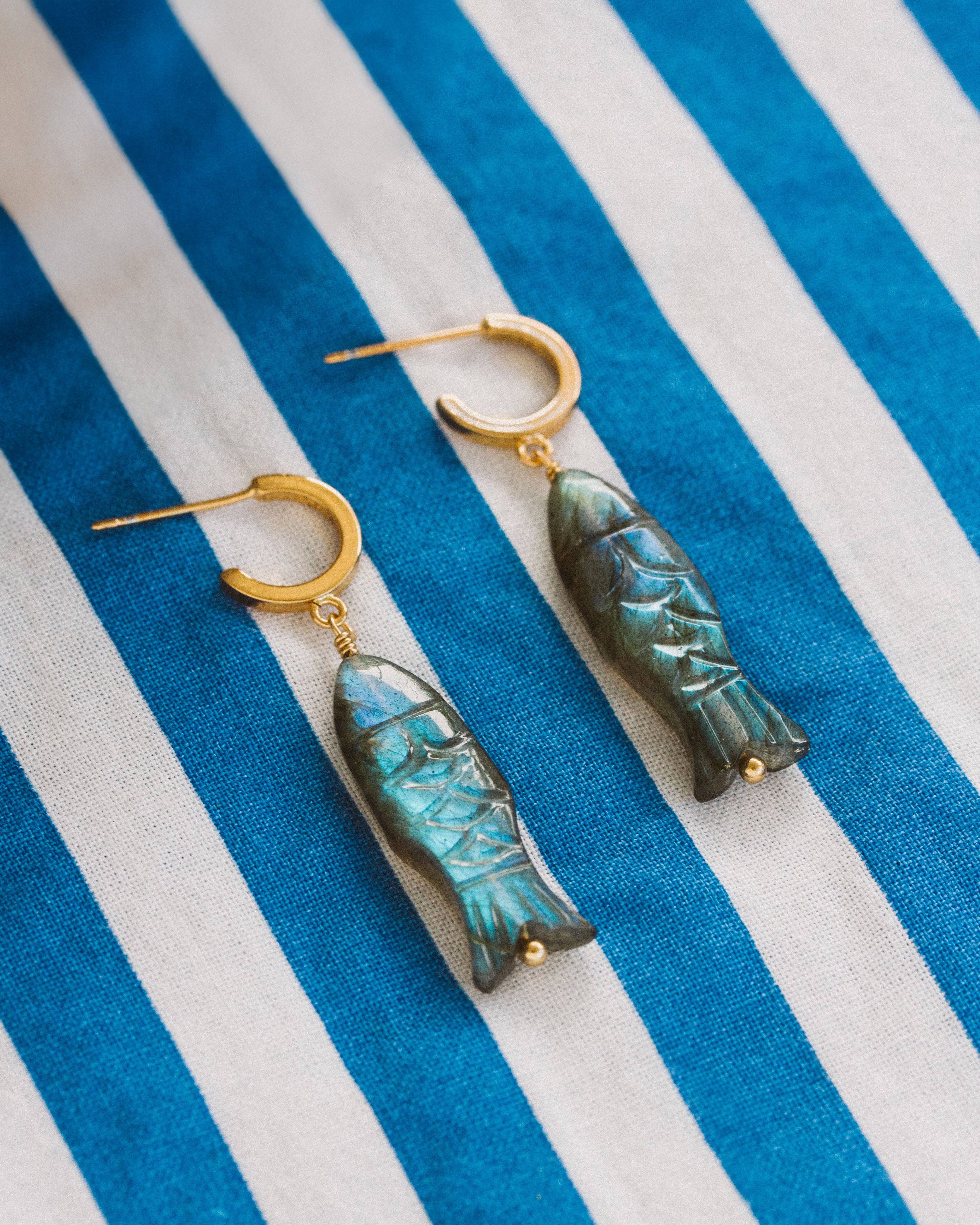 Luna Norte - Tapas & Tides Gemstone Post Hoop Earrings