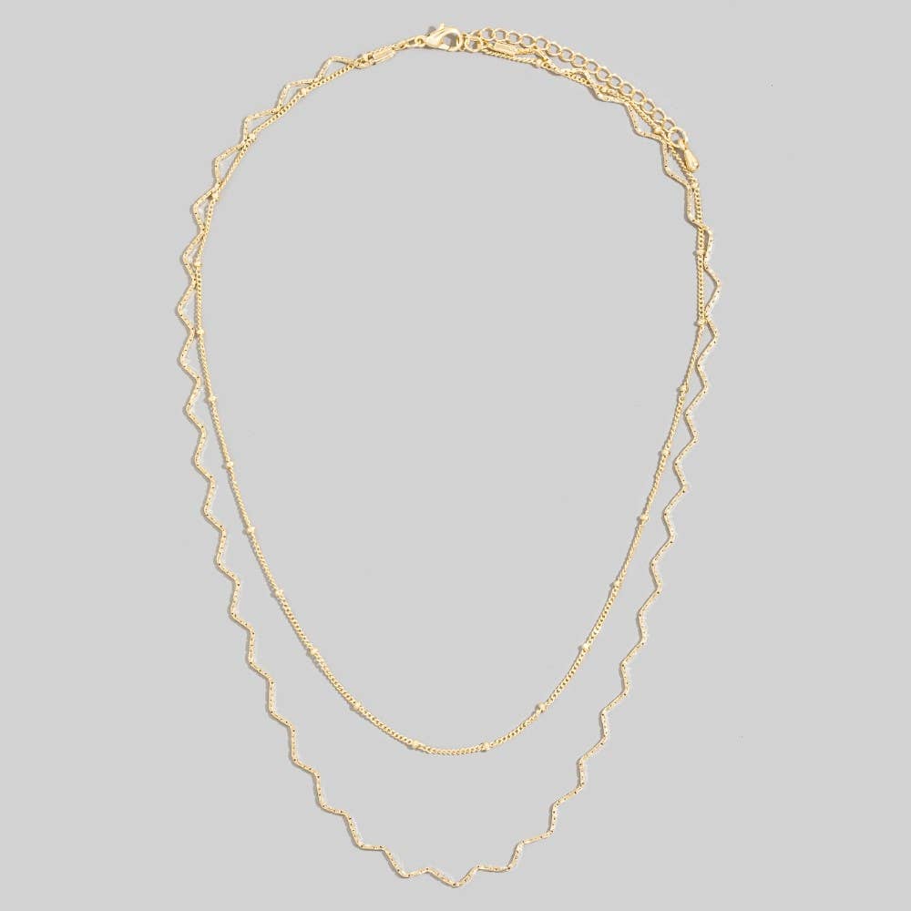 Fame Accessories - Zigzag And Satellite Layered Necklace