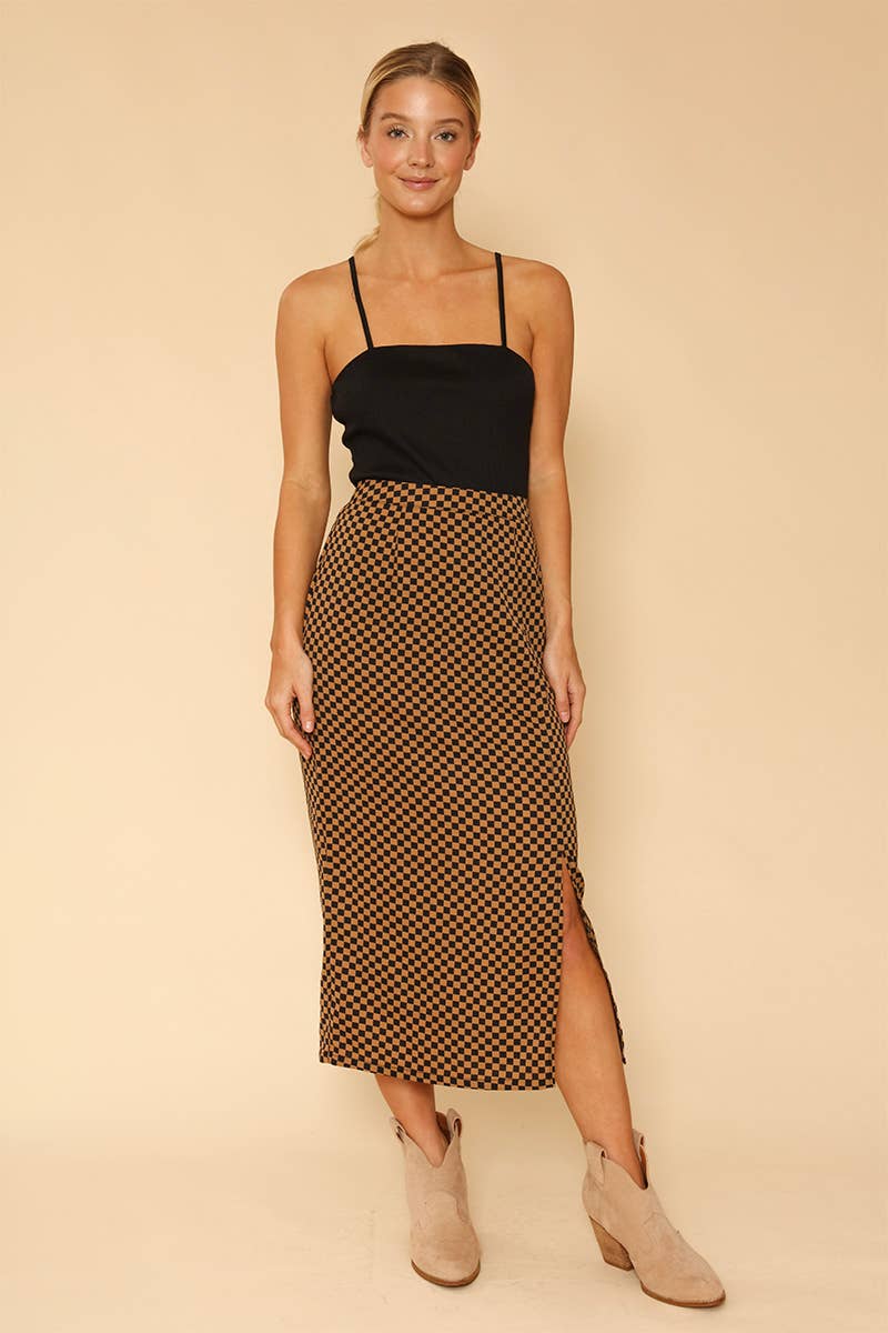 Miss Sparkling - Check midi pencil skirt