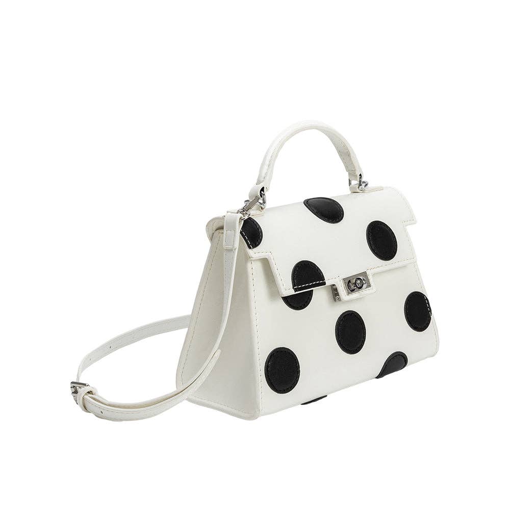 Melie Bianco - Maisel White Re Vegan Polka Dot Top Handle