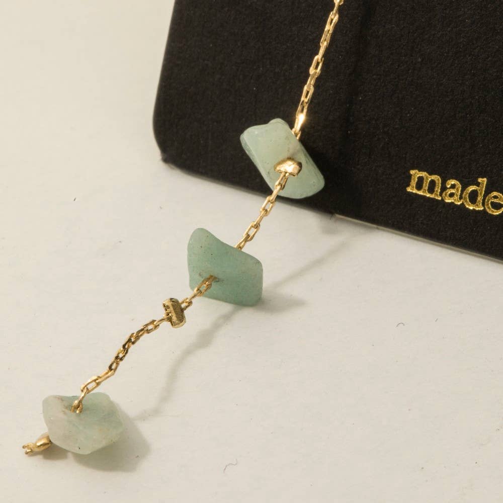 Fame Accessories - Chip Stone Chain Dangle Earrings