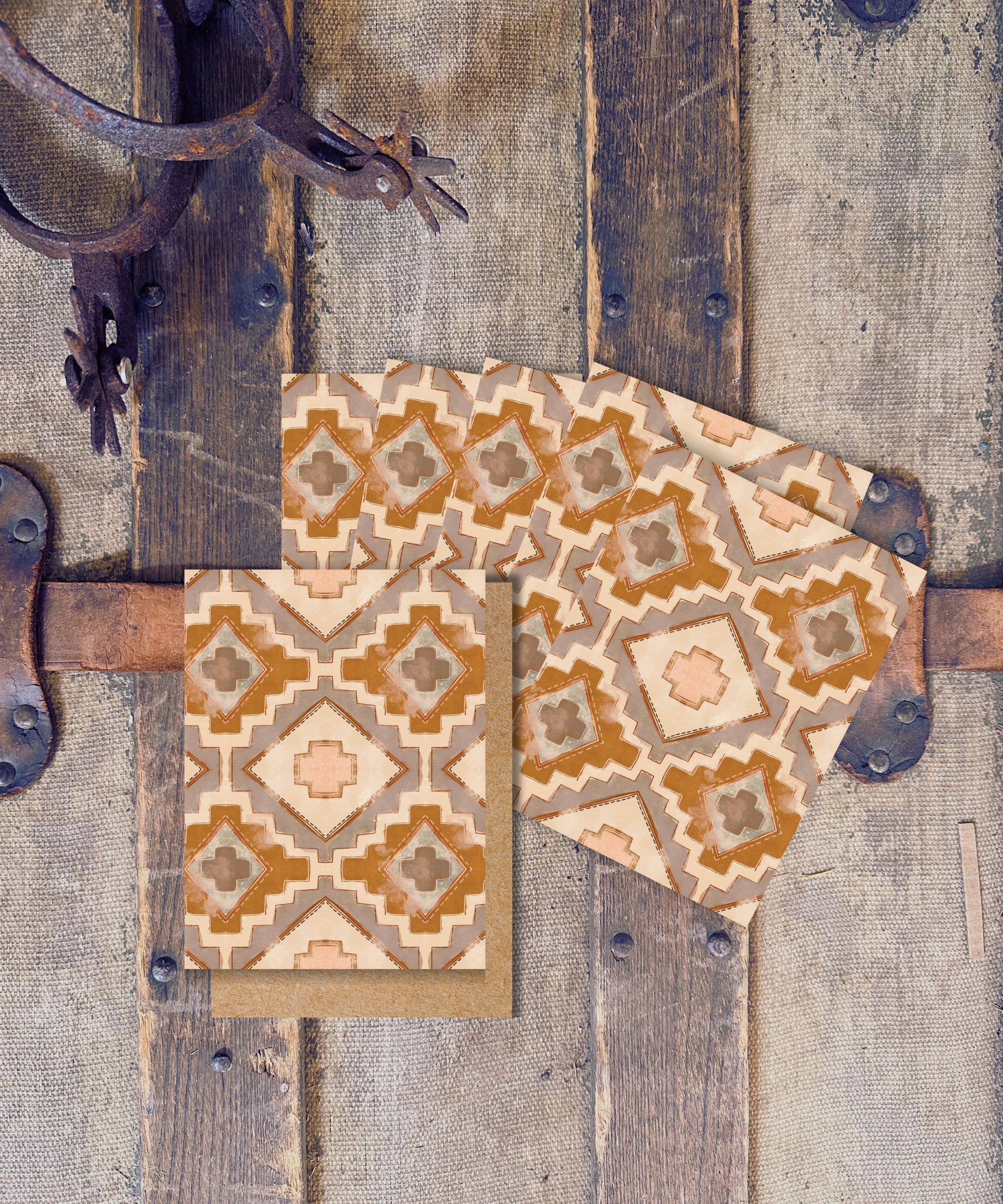 Tirzah Lane Art - Mini Western Neutral Geometric Cowgirl Vintage Card Set