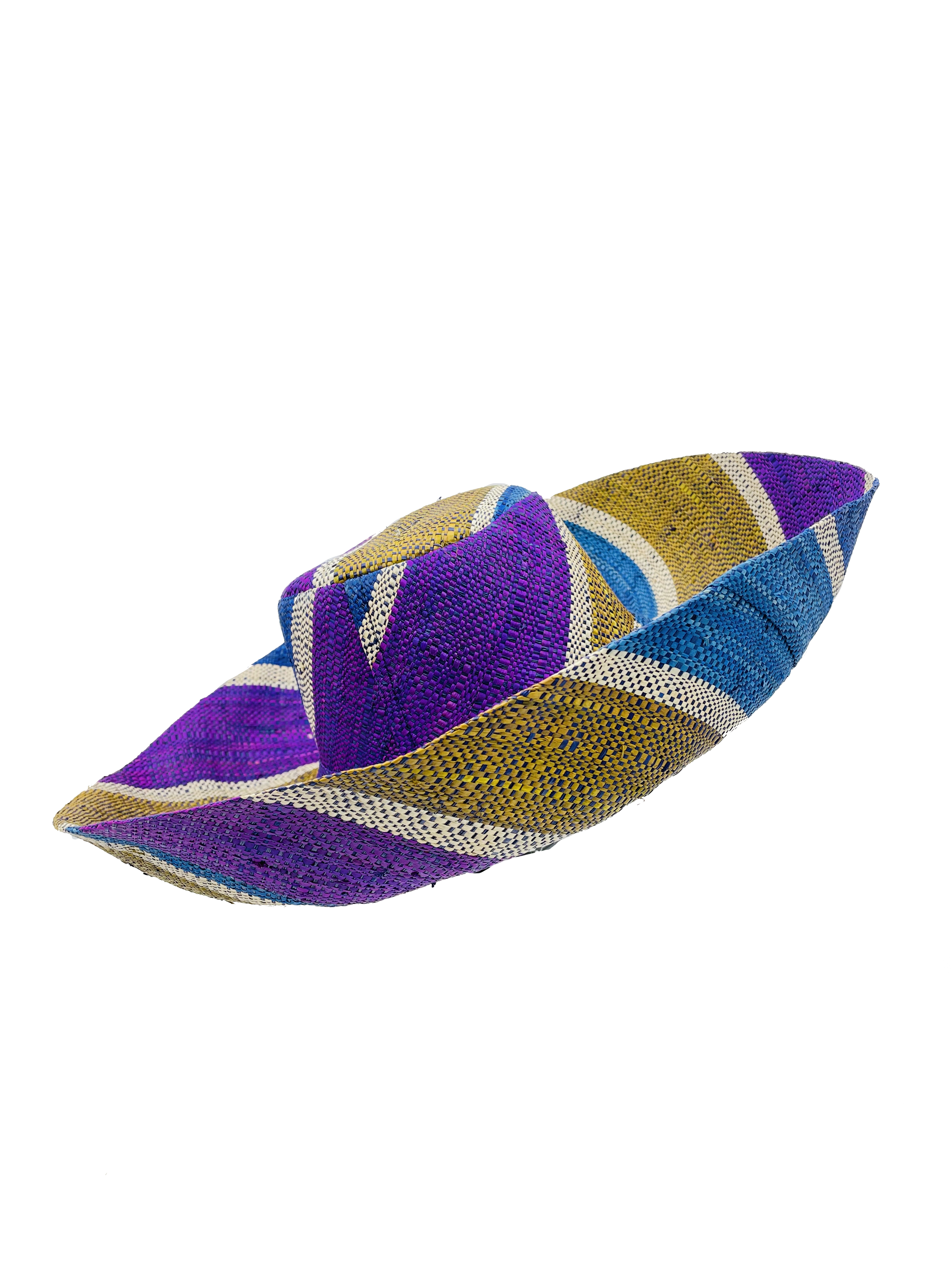 Shebobo - Sun Hats: Colored Stripes Packable 5"  Brim Raffia Straw