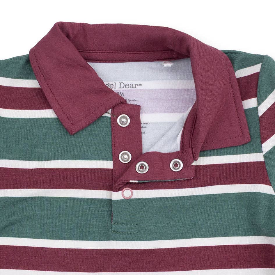 Angel Dear - Rugby Stripe Green - Long Sleeve Polo and Jogger