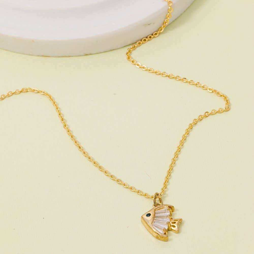 Cz Fish Pendant Necklace