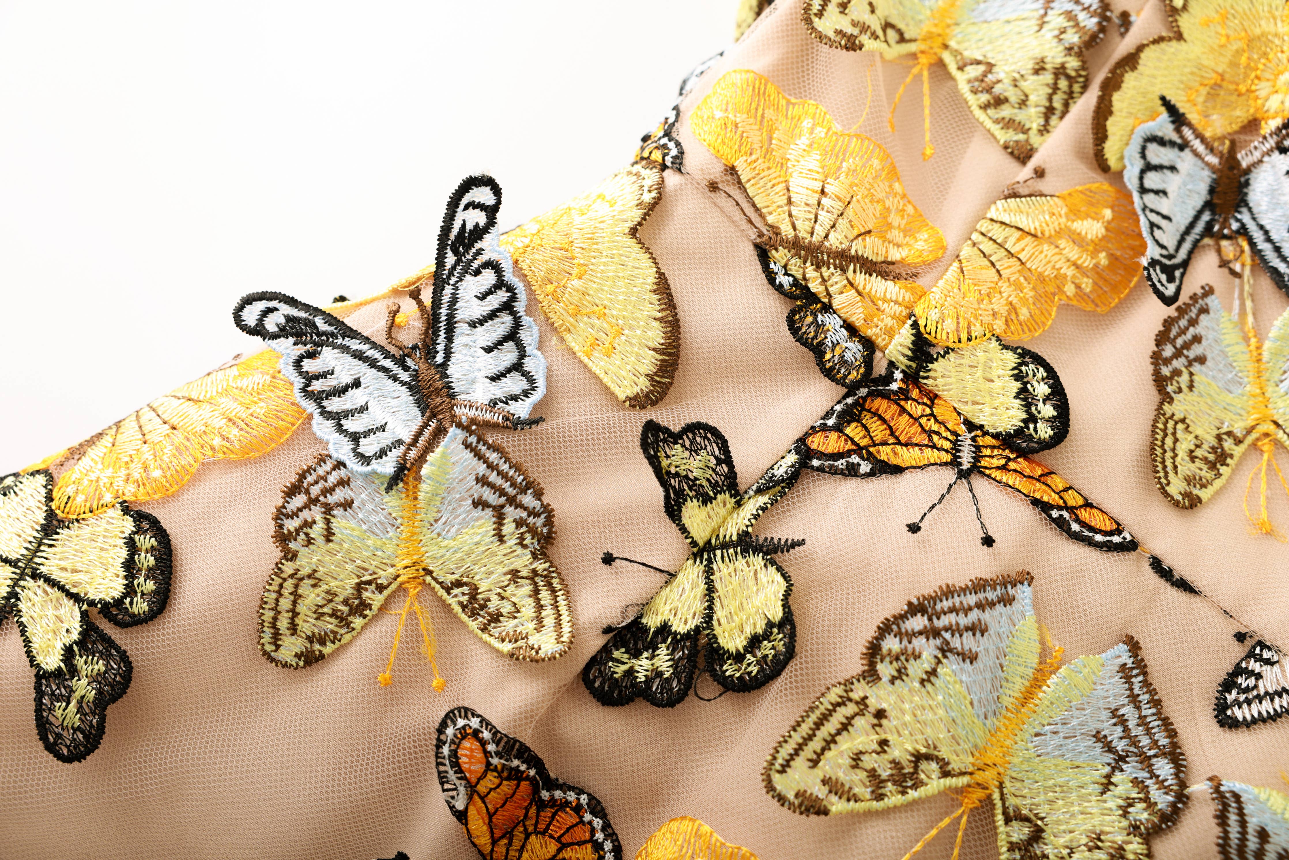 Productseeker - PS14 3D Butterfly Embroidered Strapless Mini Party Dress
