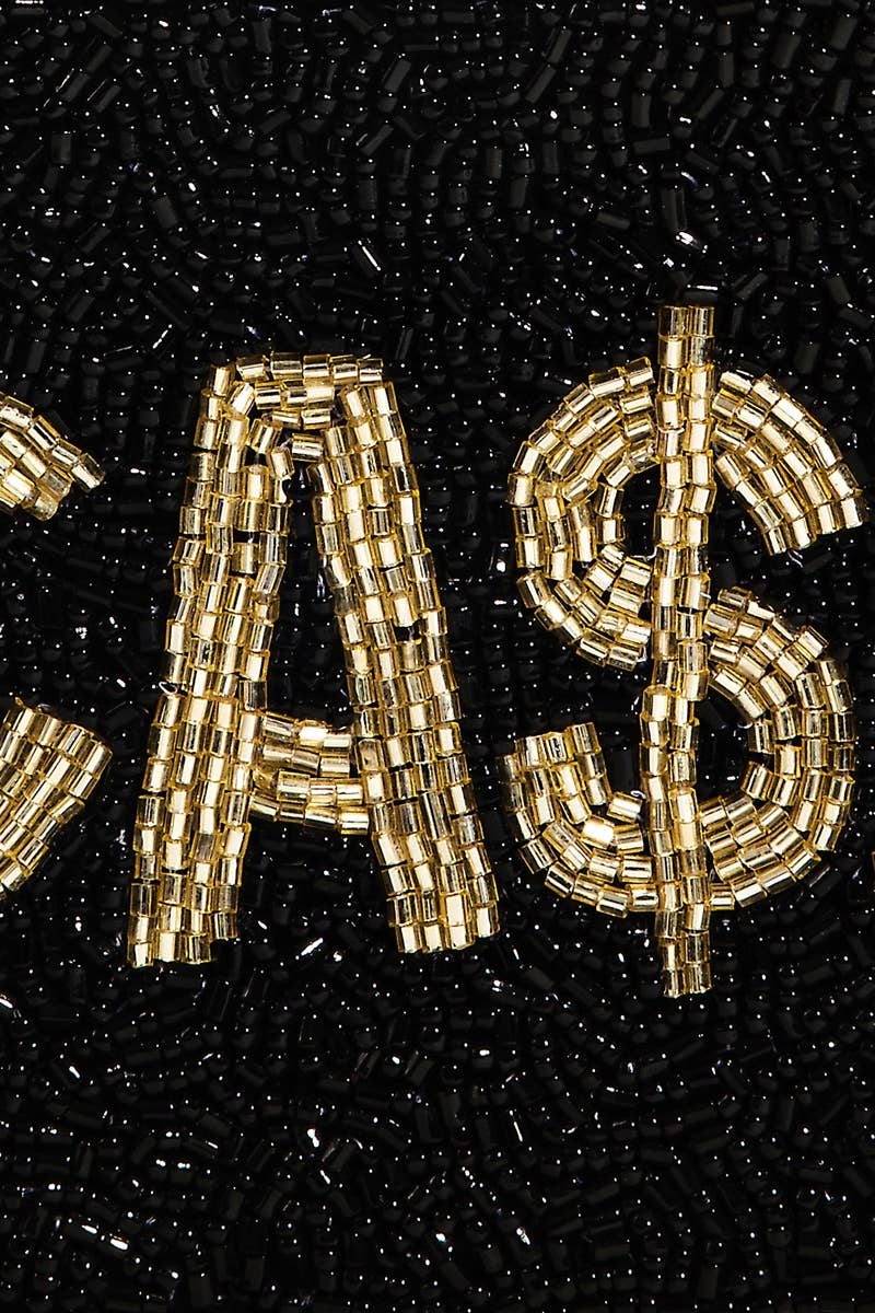 Collections by Fame Accessories - Cash Print Beaded Coin Purse