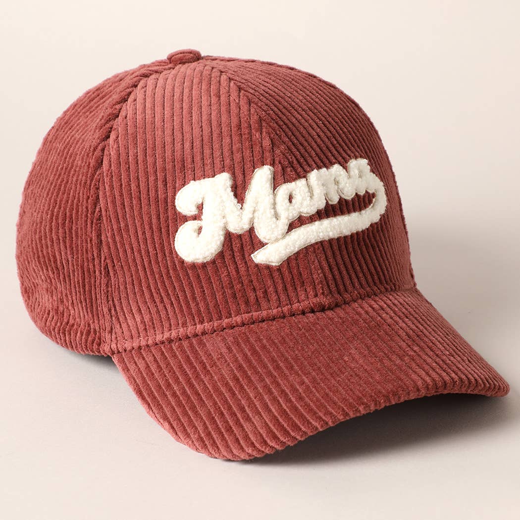 Fashion City - MAMA 3D Embroidered Fuzzy Patch Corduroy Cap