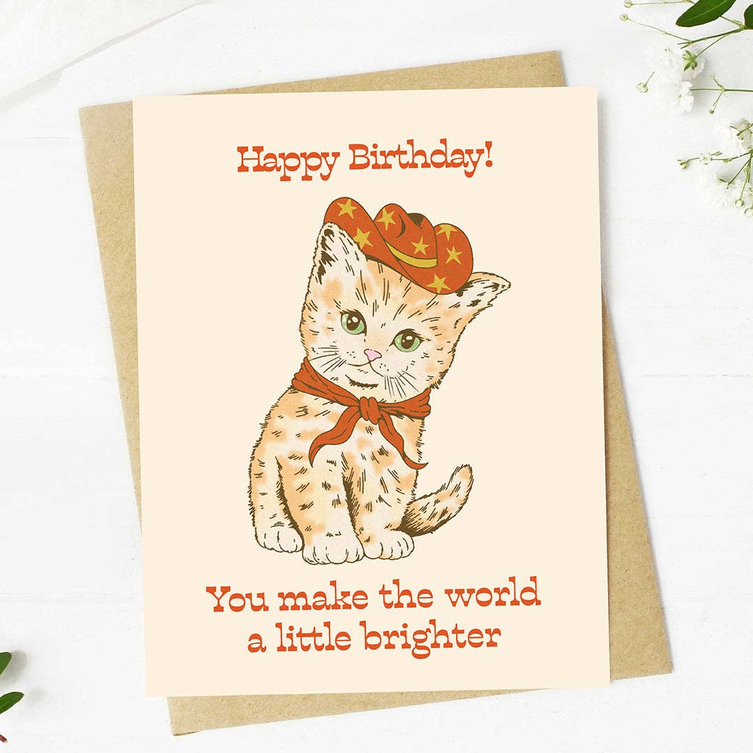 Big Moods - "You make the world a little brighter" Cat Birthday Card