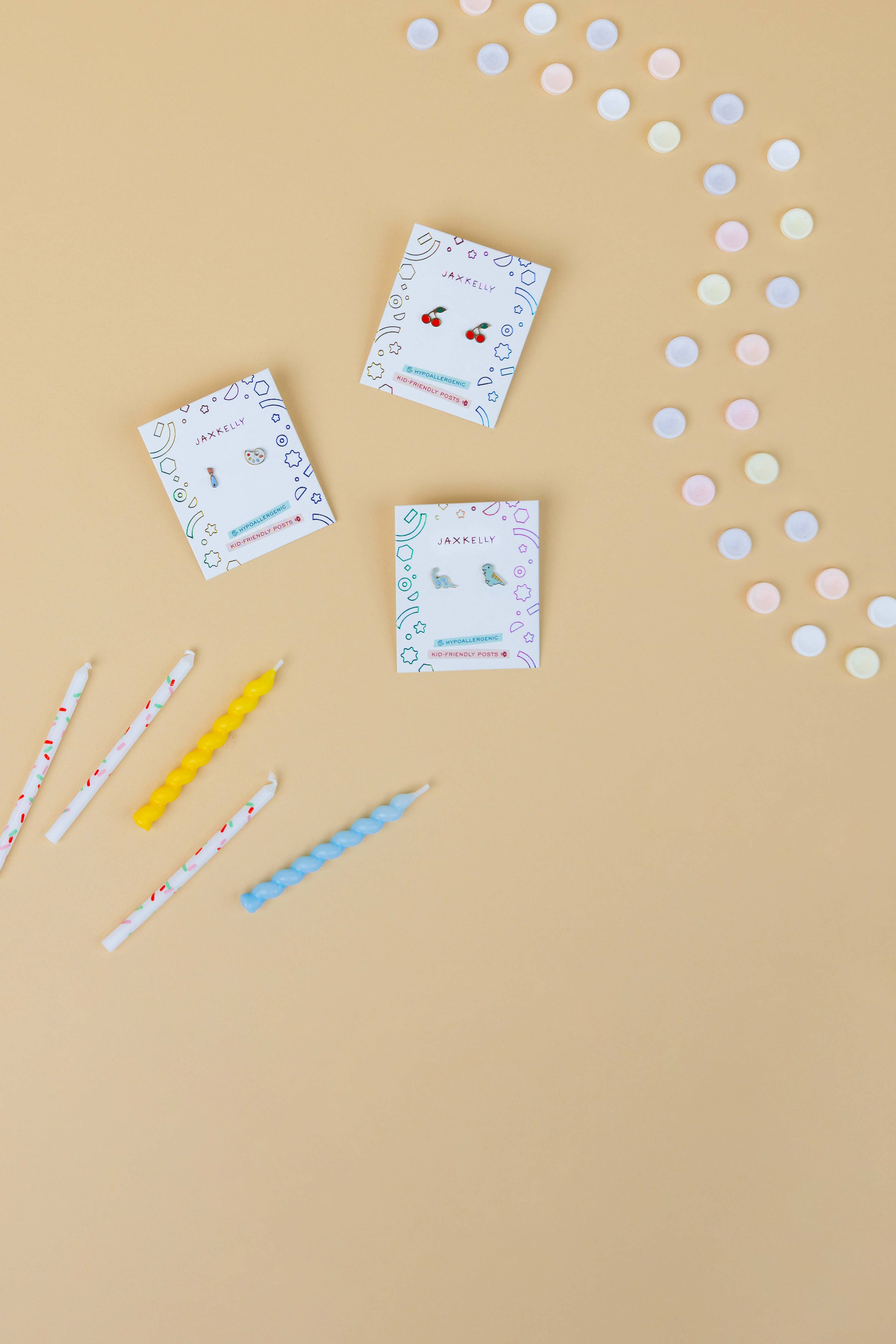 JaxKelly - Cherry Enamel Flat Back Kids Earrings