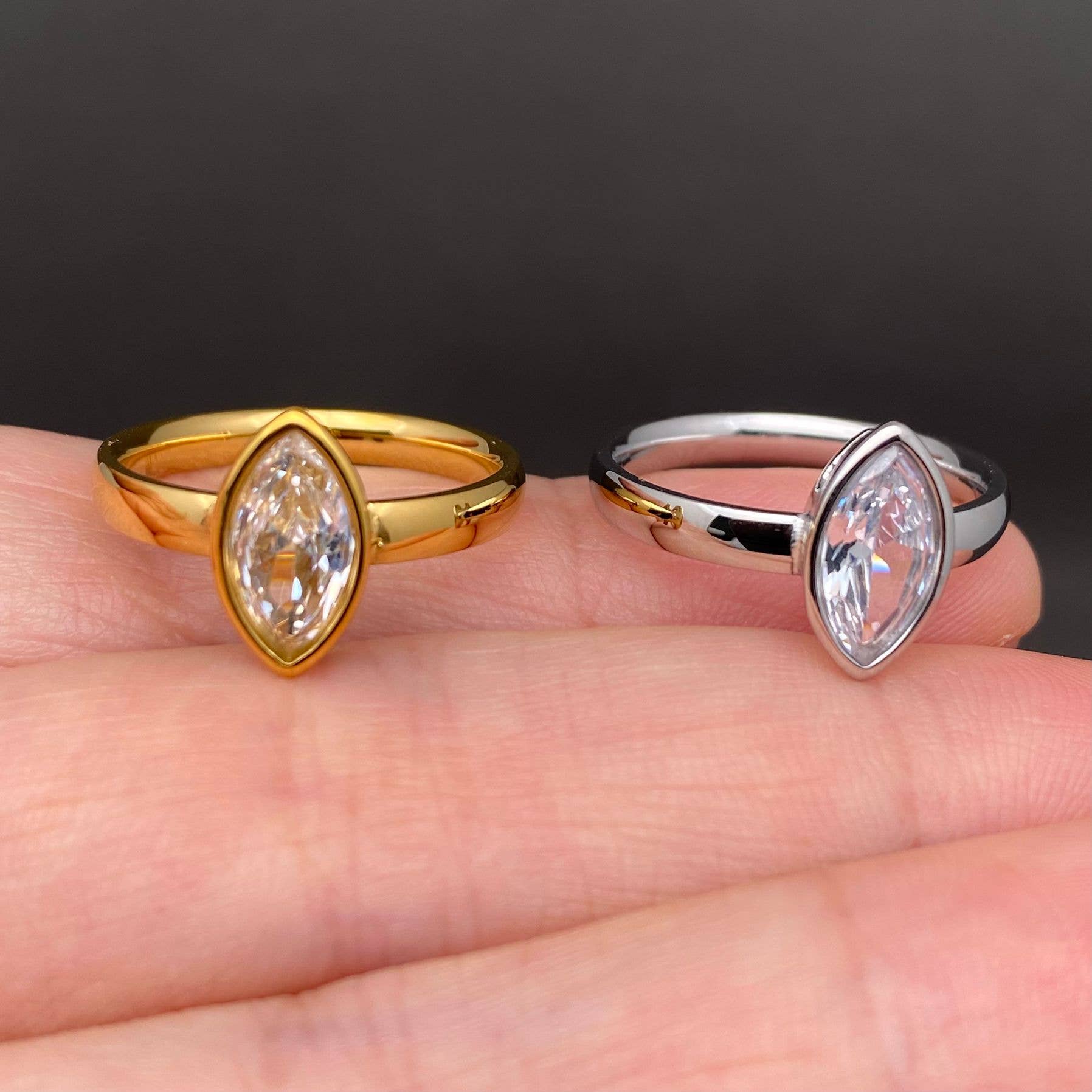 Mio Queena - Horse's Eye Zircon 18K Gold Plated Stainless Steel Ring - FGS