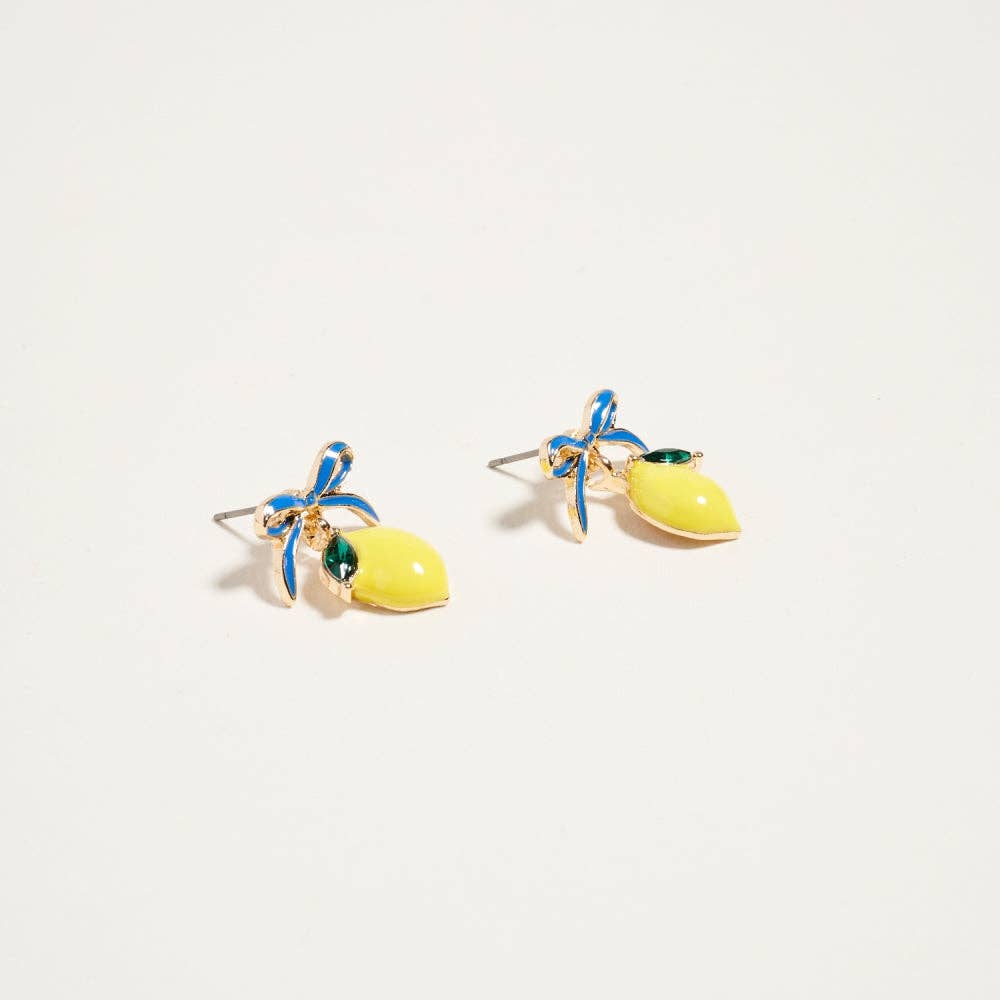 Designature New York - Summer Tropical Fruit Ribbon Bow Post Earrings