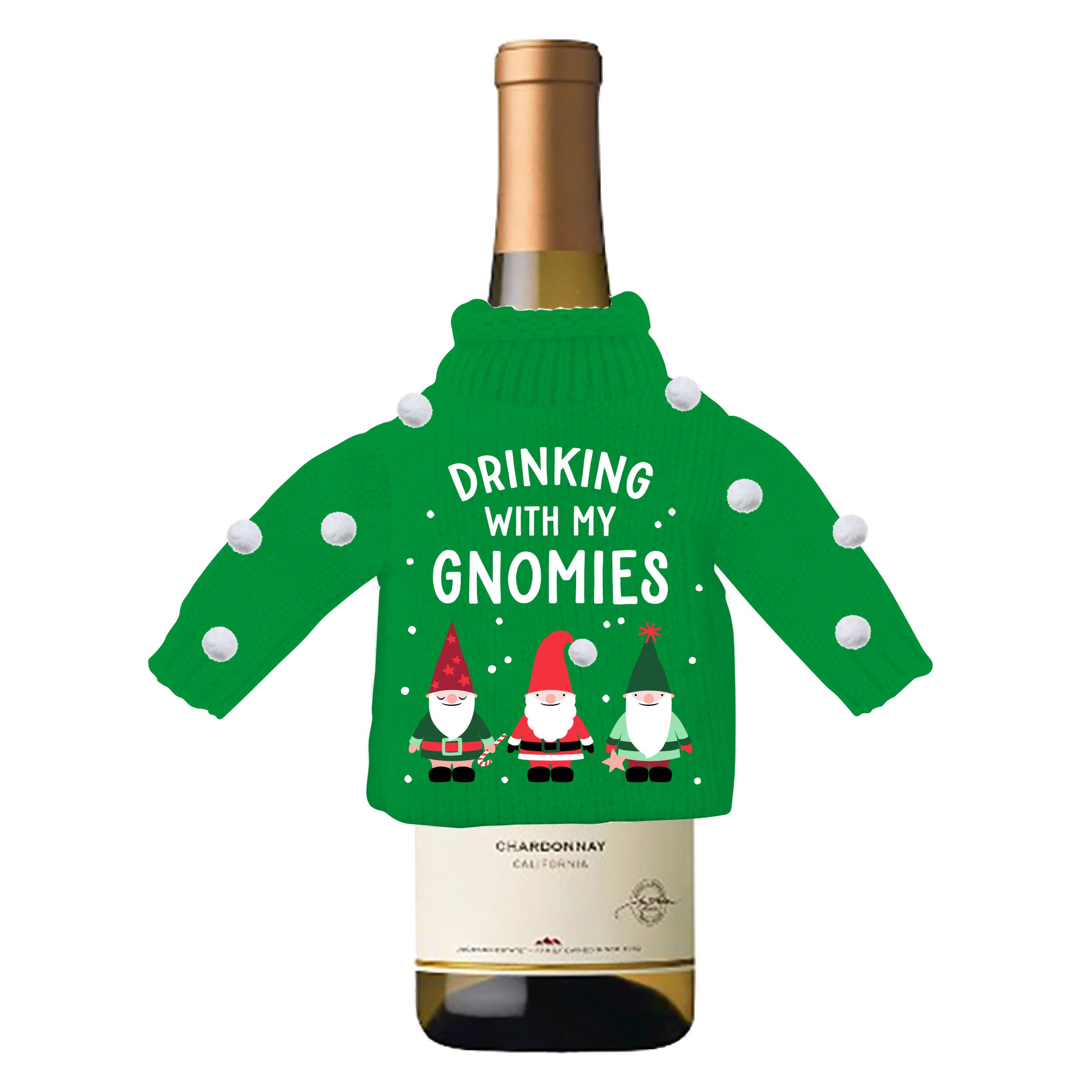 soiree-sisters - Funny Holiday Wine Bottle Sweater | Drinking With My Gnomies