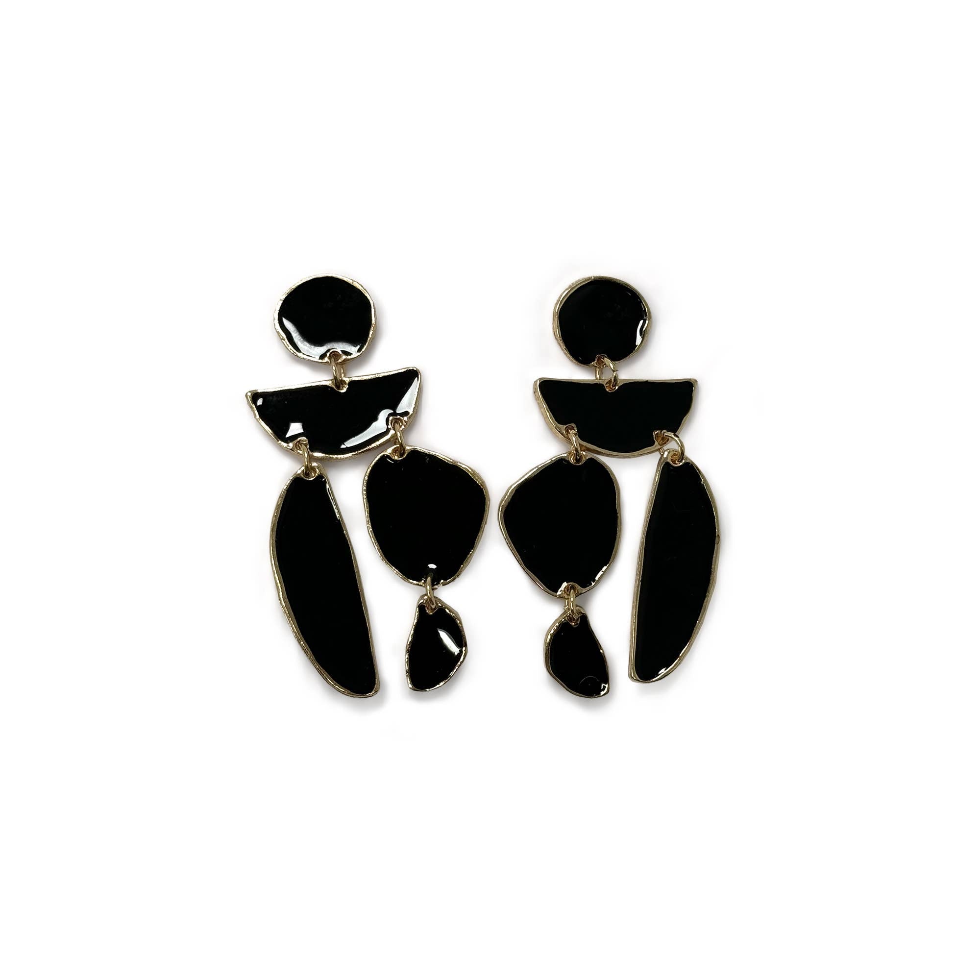 Matisse-Inspired Enamel & Metal Cut-Out Earrings