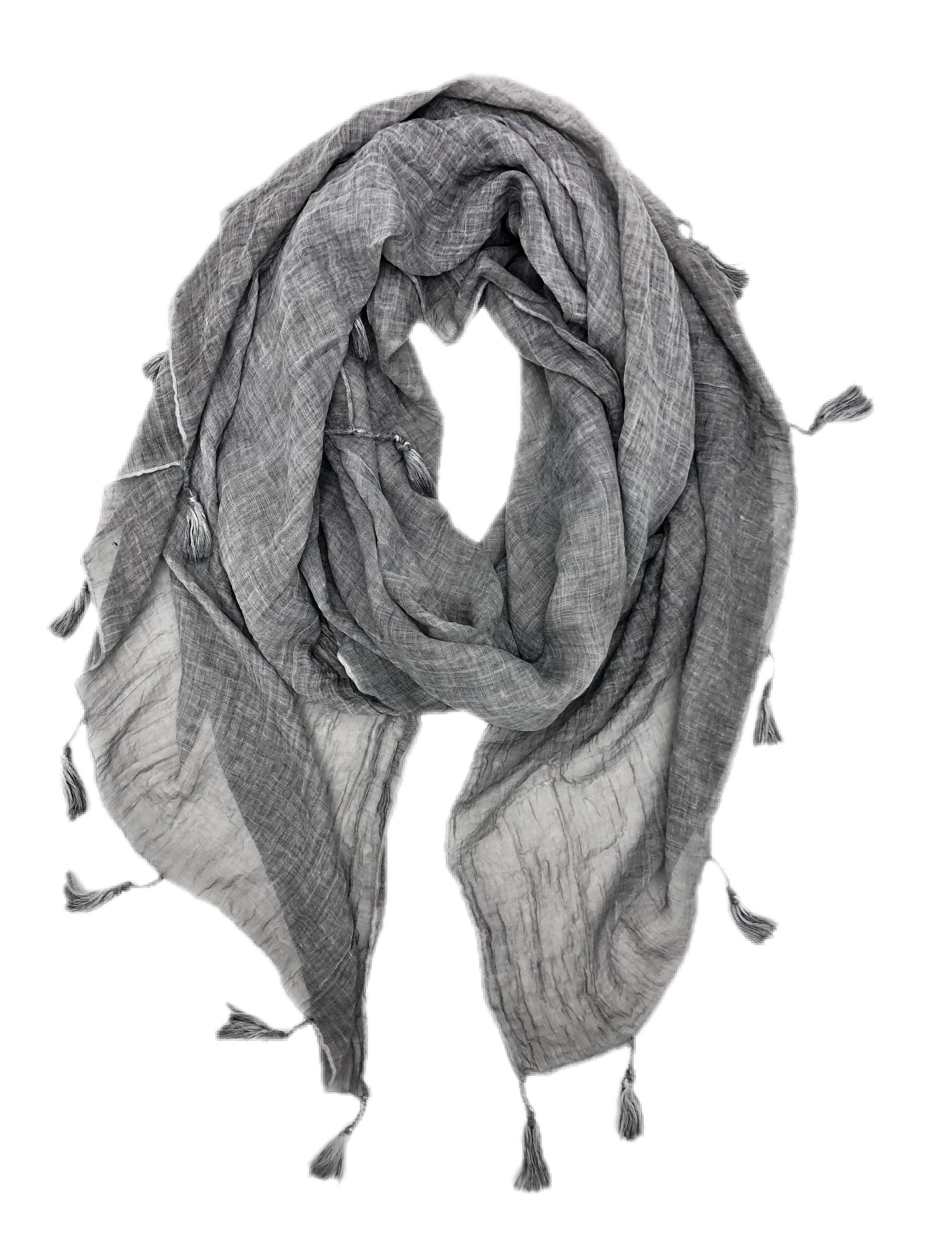 Solid Tassel-Trim Scarf