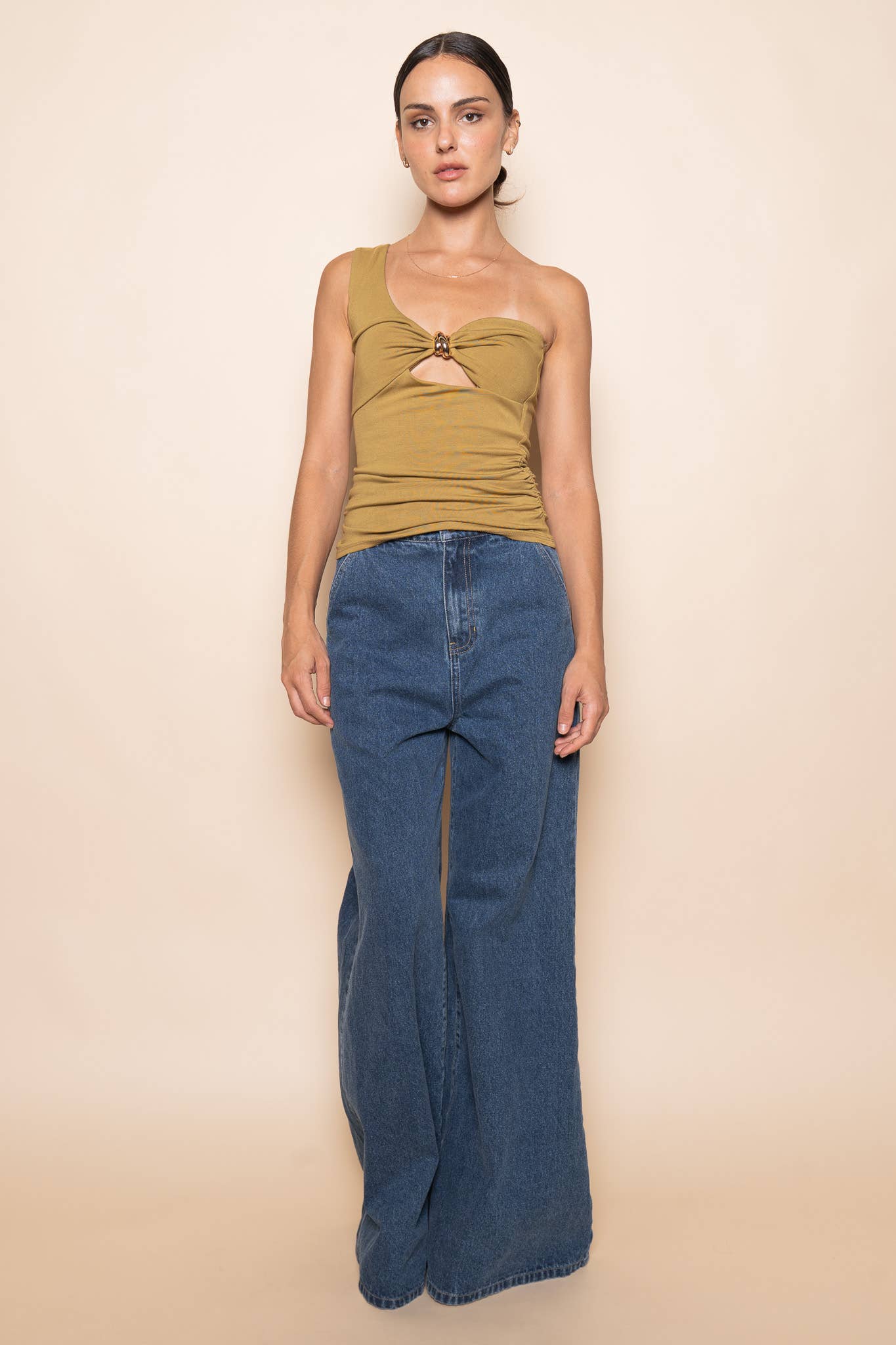 Fore Collection - ONE SHOULDER FRONT CUTOUT TOP-TD7180FO