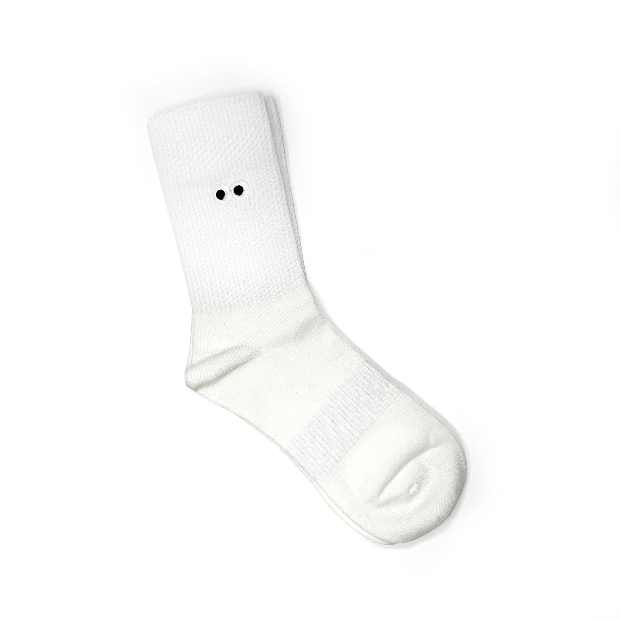 Cartoony embroidered Eyed Watching you ribbed socks