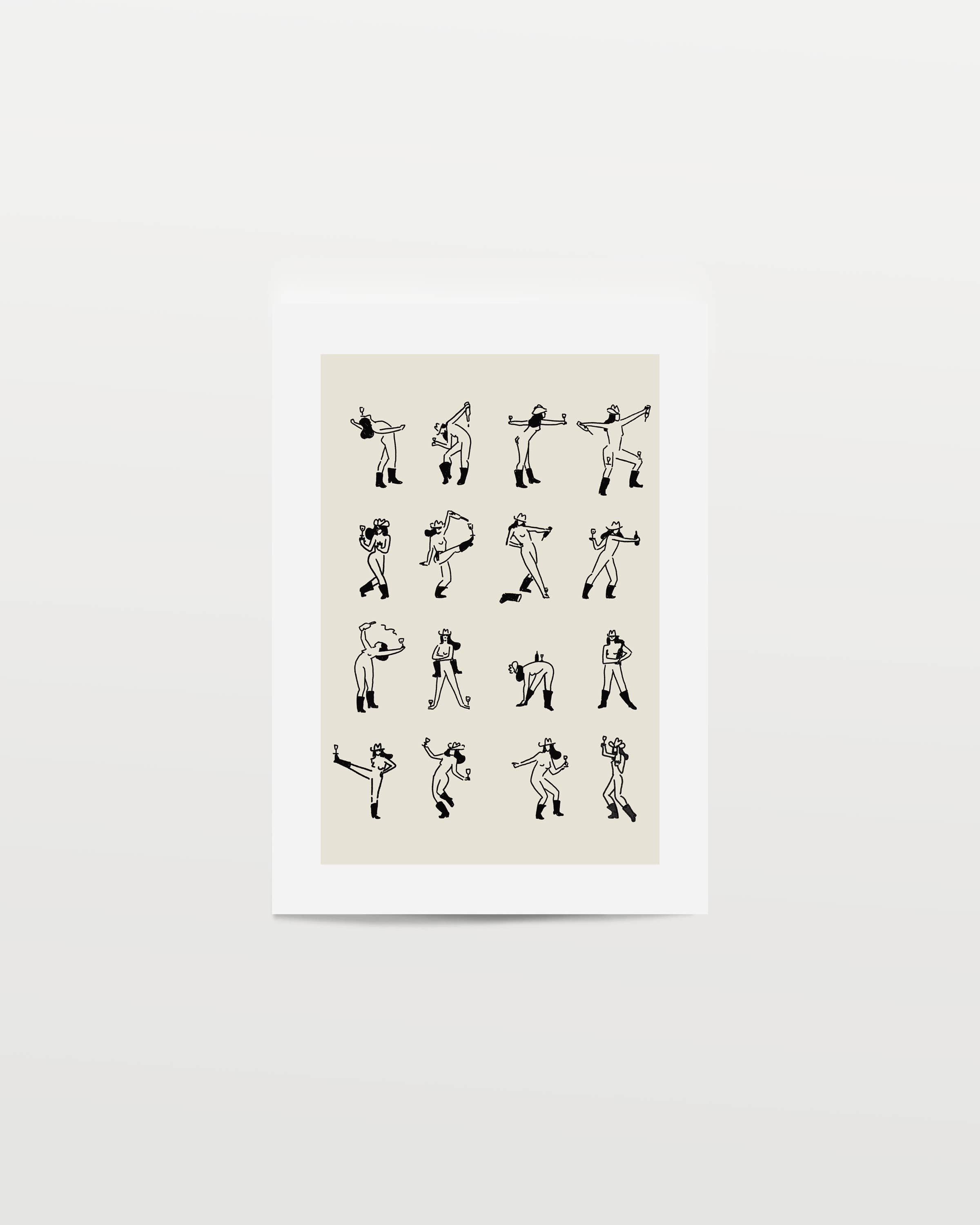 Tumbleweed Design Studio - Wine Dancing Cowgirl Minimal Western Wall Art