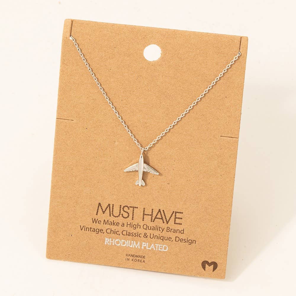 Fame Accessories - Gold Dipped Airplane Pendant Necklace