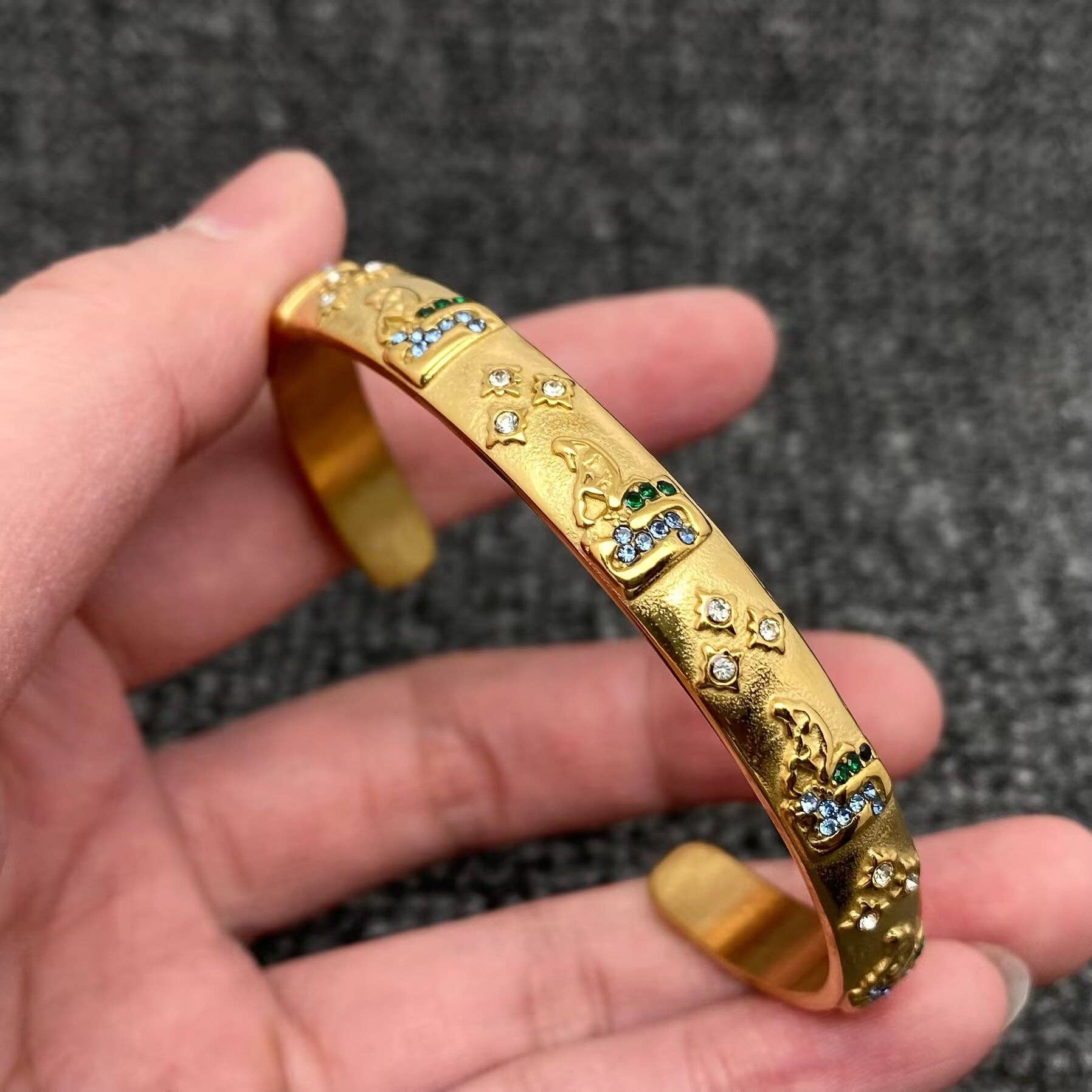 Surprise Tarot Style 18K Gold Plated S.Steel Cuff Bangle