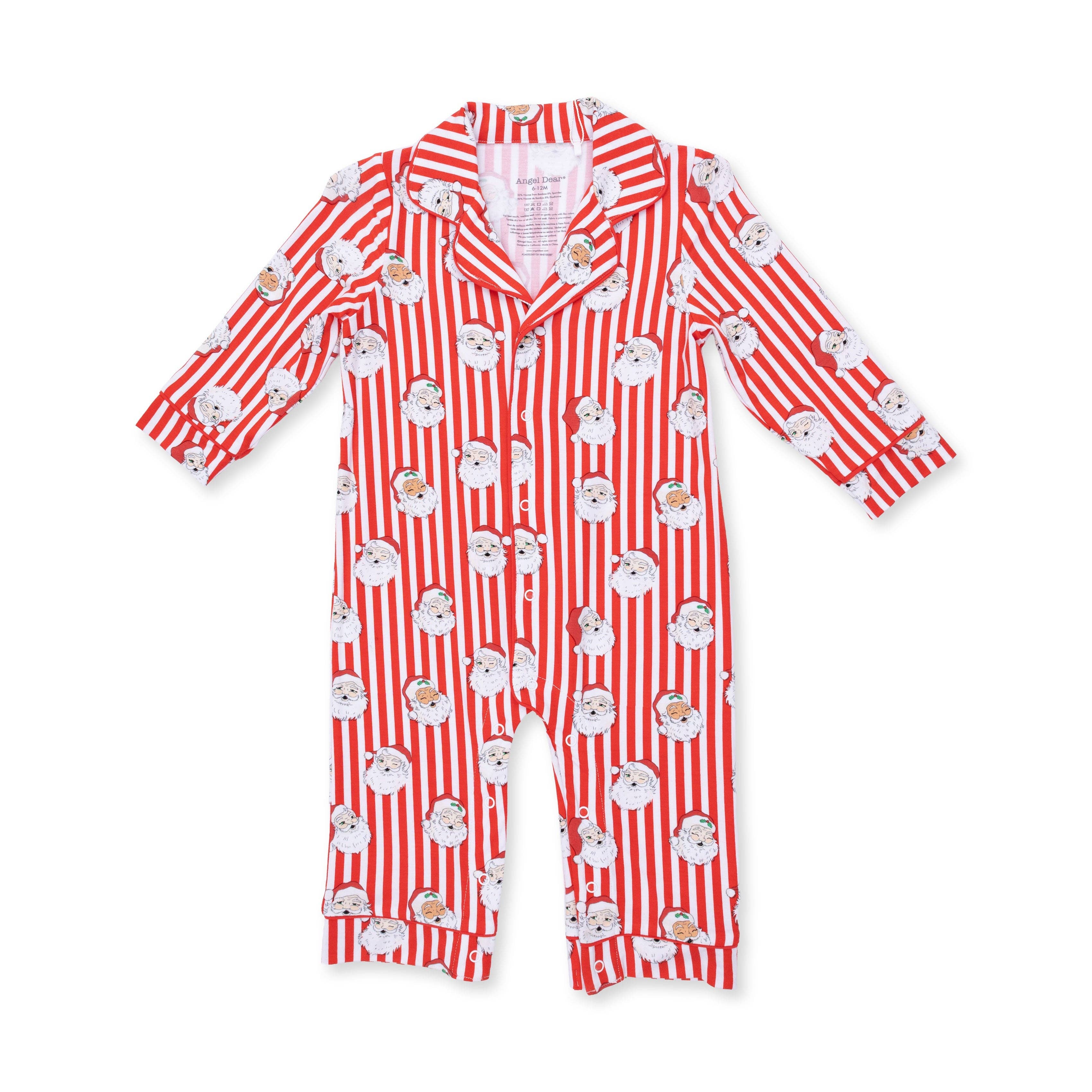 Angel Dear - Vintage Santa Stripe - Long Sleeve Coat Style Romper