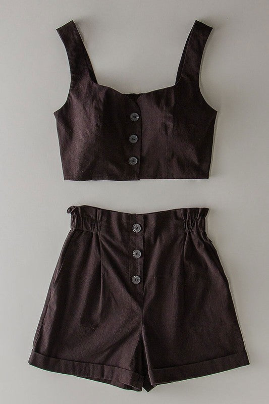 CroppedVest with Matching Cuffed Trouser Shorts Set